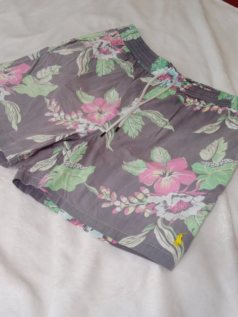 Polo Ralph Lauren Mens XL Floral Hawaiian Swim Trunks Tropical Shorts Faded